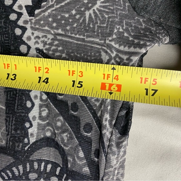 Vex Collection Patchwork Artsy Abstract Floral Cowl Neck Grey Dress Soft Sz 38 - Picture 8 of 9